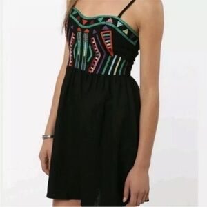 Anthropologie Staring At Stars Embroidered Sweetheart Linen Blend Mini Dress 4